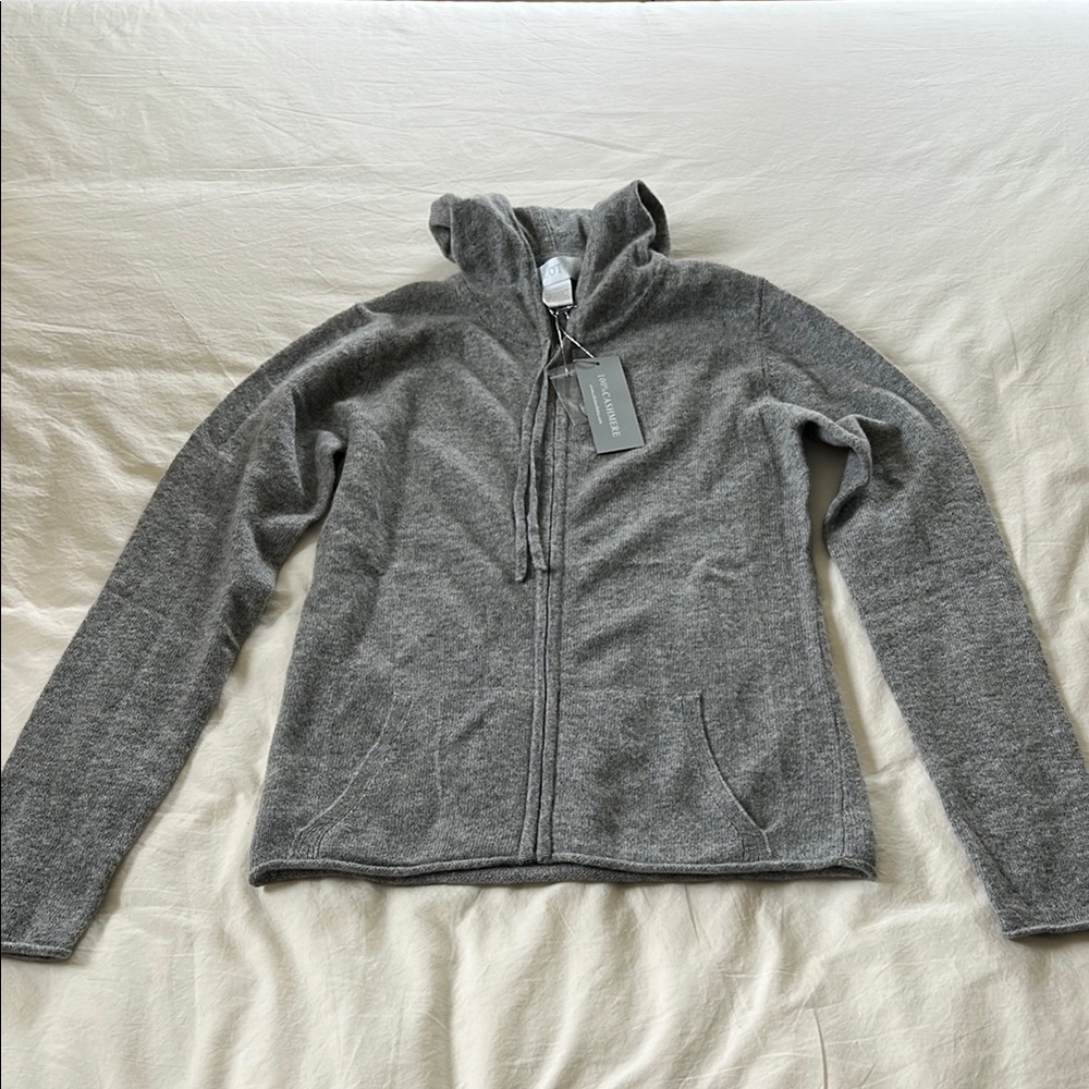 100% cashmere gray hoodie sweater